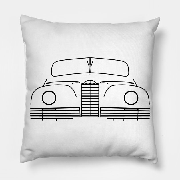 Packard Super Clipper 1940s classic car black outline graphic Pillow by soitwouldseem