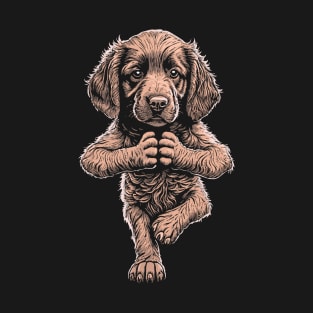 Boykin Spaniel Dog Yoga Puppy Funny Dogs Tree Pose Asana T-Shirt