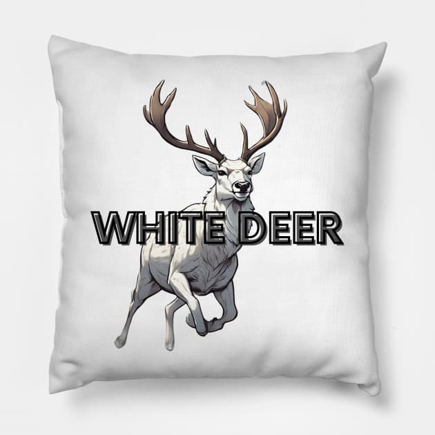 white deer jump Pillow by dodolanlaku