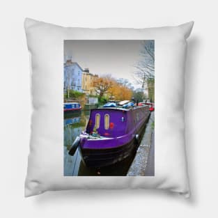 Narrow Boats Regent's Canal Camden London Pillow