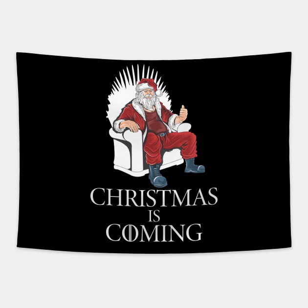 Christmas Is Coming T-Shirt Xmas Santa Claus Tapestry by artbooming