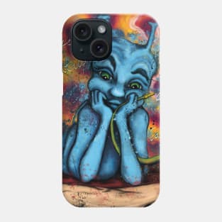 Blue caterpillar with hookah, from Alice in wonderland fairy tale Phone Case