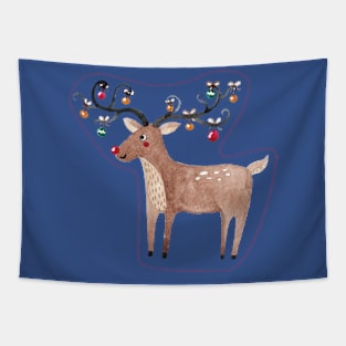 Reindeer with ornaments hanging Tapestry