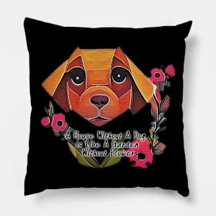 dog in garden Pillow