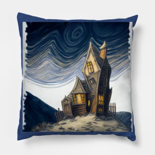 Starry Night Above The Shrieking Shack Pillow