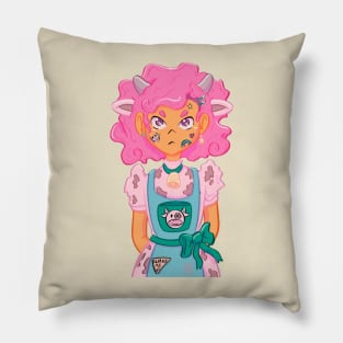 Cow little girl Pillow