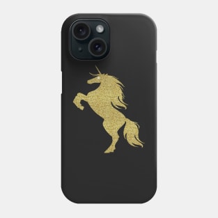 Gold Faux Glitter Magical Rearing Unicorn Phone Case