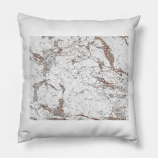 White frost - rose gold marble Pillow