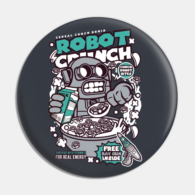 Retro Cereal Box Robot Crunch // Junk Food Nostalgia // Cereal Lover Pin by Now Boarding