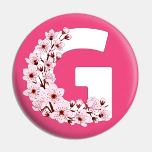 Colorful capital letter G patterned with sakura twig Pin