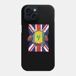 St Vincent And The Grenadines Flag Great Britain Flag Ripped - Gift for Saint Vincentian From St Vincent And The Grenadines Phone Case