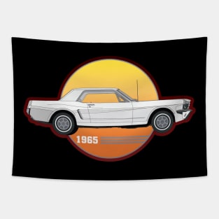 65 White Mustang Tapestry