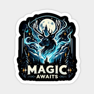 Magic Awaits - Mystical Stag by the Full Moon Magnet