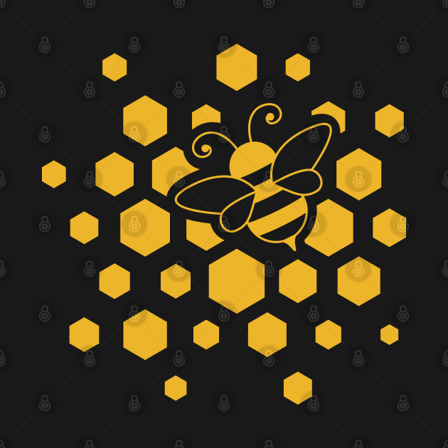 Bee, honeycombs and yellow splash by Florin Tenica