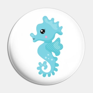 Cute Seahorse, Little Seahorse, Blue Seahorse Pin