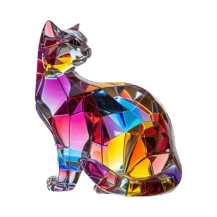 Colourful Crystal Glass Cat Figurine T-Shirt