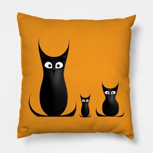 Three Black Cats Pillow