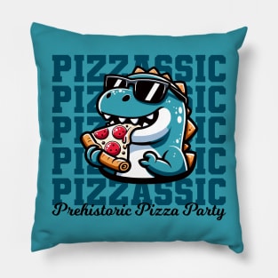 Pizzassic Prehistoric Pizza Party - Funny Dinosaur Pillow