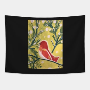 Winter cardinal visitor Tapestry