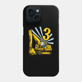 Excavator 3 year old birthday Phone Case