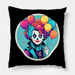 Clown Halloween Illustration Pillow