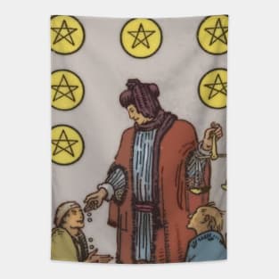 Tarot Card = Six of Pentacles Tapestry