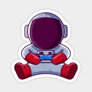 Cute Astronaut Playing Game with Controller Cartoon Magnet