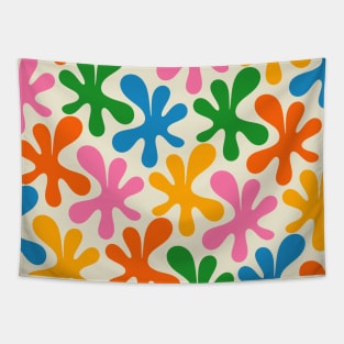 Colorful Amoeba Dance Whimsical Contemporary Abstract Pattern Tapestry