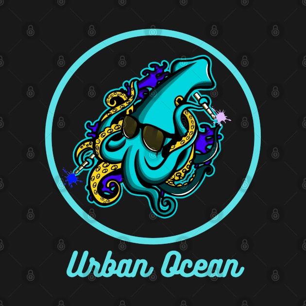 Urban Ocean Squid Logo (Cyan) by urbanoceandesigns