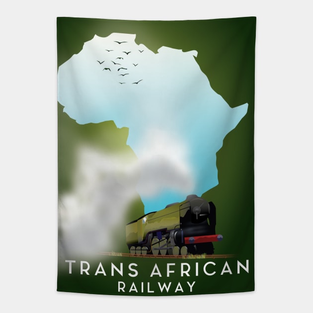 Trans African Railway transport poster Tapestry by nickemporium1