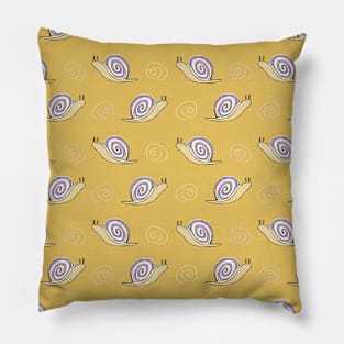 Illustrated Snail and Swirls Pattern Pillow