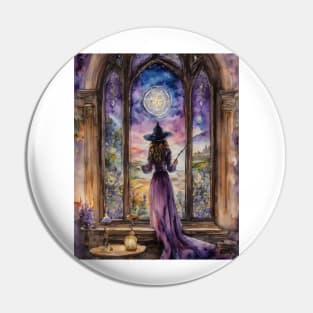 The Lavender Witch Casting a Spell Pin