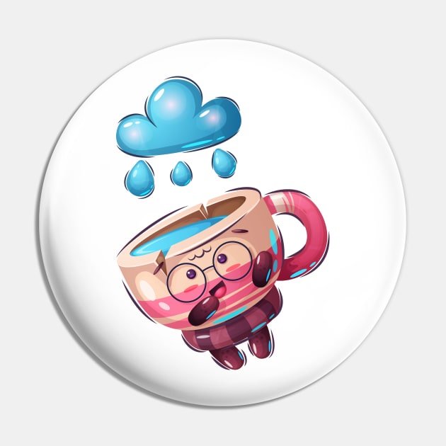 Funny Cup Water raining Pin by GiftsRepublic