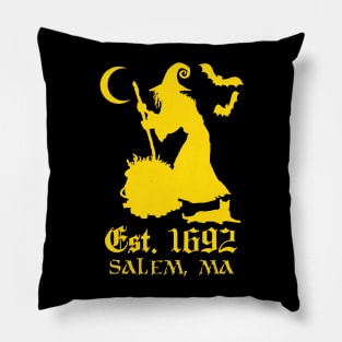 Salem Massachusetts Est. 1692 - Halloween Witch (YELLOW) Pillow