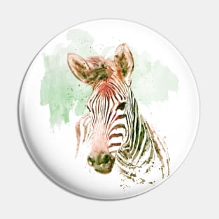 Watercolor Portrait - Zebra Head Pin