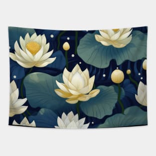 Serenity Blooms: Timeless Lotus Flower Pattern Tapestry