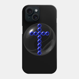 Blue Cross in Glass Ball Phone Case