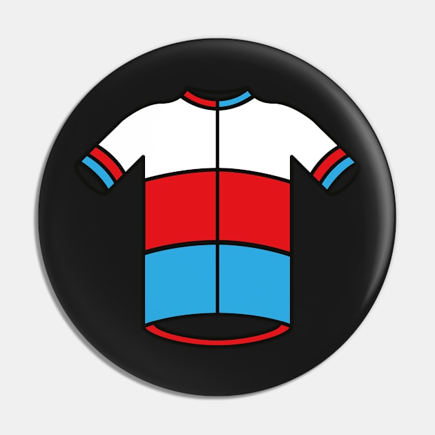 Blue & Red Cycling Jersey Pattern Pin by Radradrad