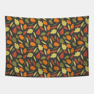 Autumn leaves pattern gray background Tapestry