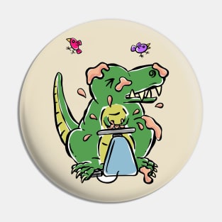 Potter Pottery Tyrannosaurus Dinosaur Dino Cartoon Cute Character Pin