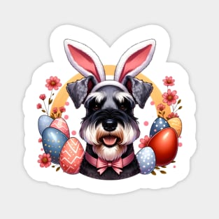 Standard Schnauzer Celebrates Easter with Bunny Ears Magnet