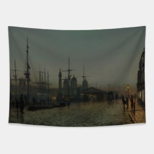 Hull Docks At Night by John Atkinson Grimshaw Tapestry