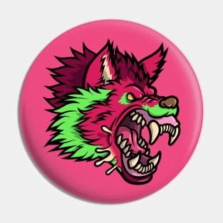 Pink Punk Wolf Pin