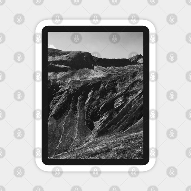 Swiss Alps in Black and White Magnet by visualspectrum