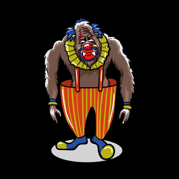 Funny Bigfoot Sasquatch Clown by LetsBeginDesigns