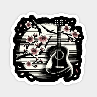 Kawaii Retro Guitar Japanese Sakura Rock Concert Guitar Magnet