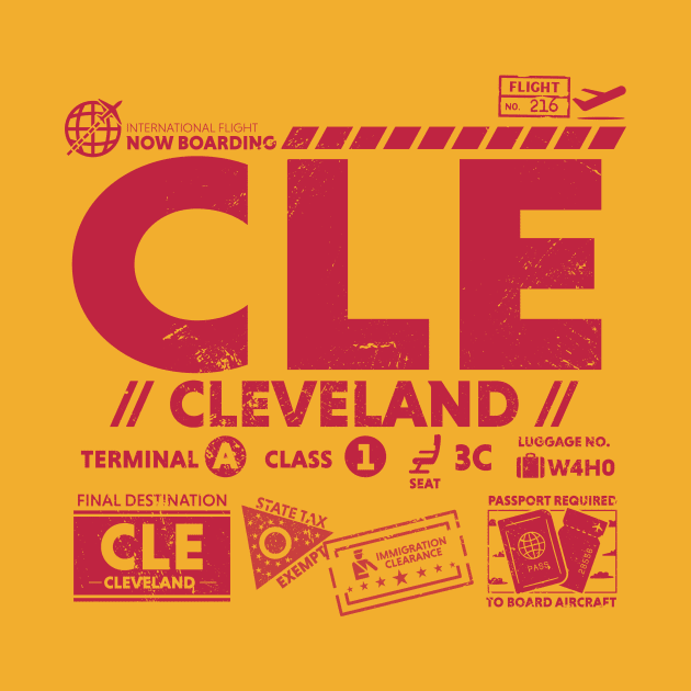 Vintage Cleveland CLE Airport Code Travel Day Retro Travel Tag by Now Boarding