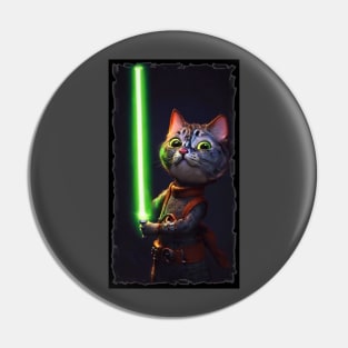 Fun Cat Print ~ AI Art ~ Fantasy Cat ~ Sci-fi Cat ~ Cats with Lightsabers Pin