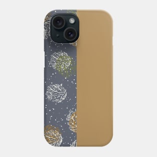 Gold Vertical Split Colorful Pinecone Pattern on Dark Gray Phone Case