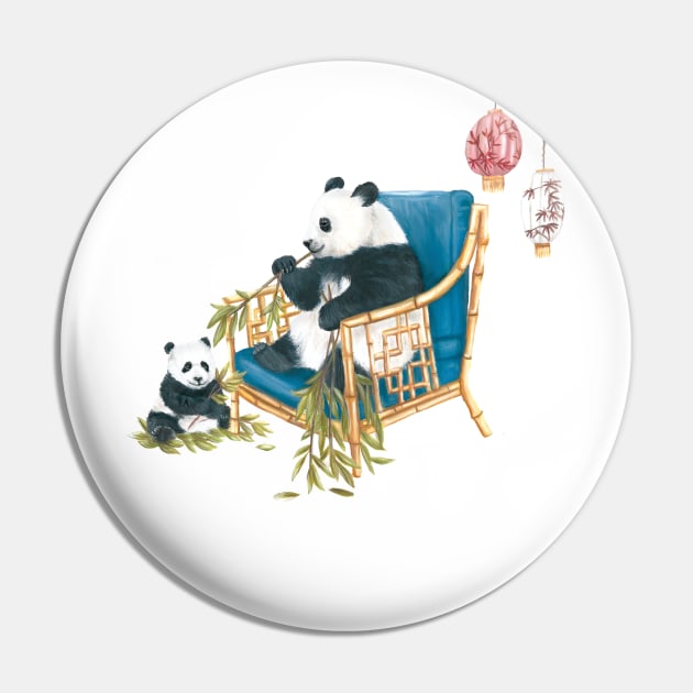 Vintage Panda & Baby Pin by HannahFarr